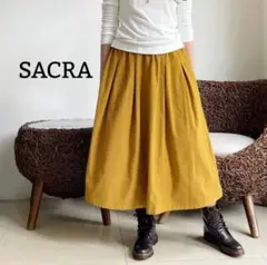 SACRA サクラ 厚手 ロングスカート イエロー 黄 サイズ36 秋冬 日本製