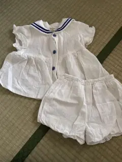 ホワイト セーラー襟 トップスとショーツセット