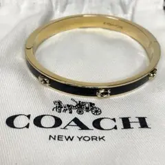 コーチ COACH バングル ブレスレット ブラック　ゴールド