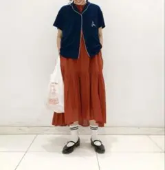 新品 UNIQLO コットンティアード ワンピース ノースリーブ L 赤