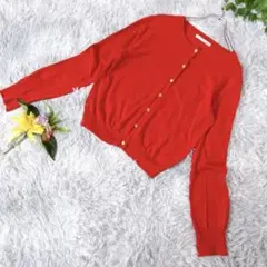 【moussy】 ♡カーディガン♡ 赤 free マウジー 胸ポケット コットン