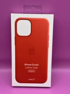 新品未使用アップル純正　iphone 12mini レザーケース　レッド