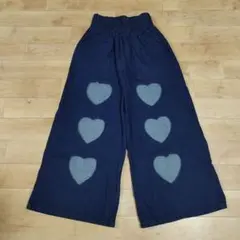 22 WC ハート くり抜き ワイドパンツ　デニム