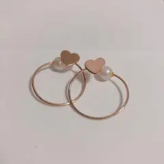 ハート　リング型イヤリング