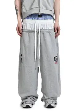 Project G/R 3 LAYERED SWEAT PANTS GRY 2