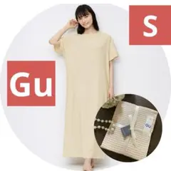 新品●GU●ラウンジワンピース(半袖)チェック●レディースパジャマ●S ユニクロ