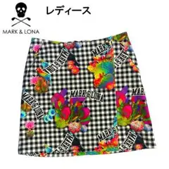 MARKu0026LONA 裏地付きストレッチスカート 総柄 グレー 36