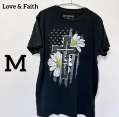 【Love & Faith】クロス＆デイジー Tシャツ 半袖 アメリカ国旗 M