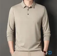 CEEN 長袖ポロシャツ ベージュゴルフウェア メンズ 2XL 大きめ　作業服