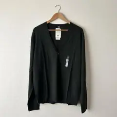 ユニクロ　Vネックカーディガン　長袖　毛100% オリーブ　XL