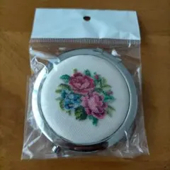 ゴブラン 刺繍 花柄 手鏡 コンパクトミラー