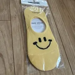 新品　FAKE SOCKS スマイルマーク イエロー