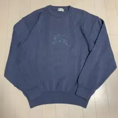 【入手困難】90s バーバリー ニット 刺繍ロゴ センターロゴ デカロゴ 古着