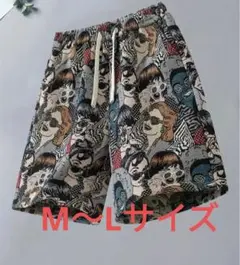 顔柄プリント M〜Lサイズ ショートパンツ 部屋着 ゆったりサイズ 派手パンツ