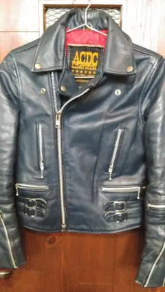 良品 38 黒 ACDC LEATHER ダブル ライダース ジャケット 良品 38 黒 ACDC LEATHER ダブル ライダース ジャケット