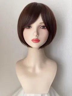 新品　フルウィッグ　ショート　ボブ　レッドブラウン　耐熱　かつら　ウィッグ