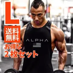 [Lブラック]タンクトップ 筋トレ ジム フィットネス スポーツ 体操 マラソン