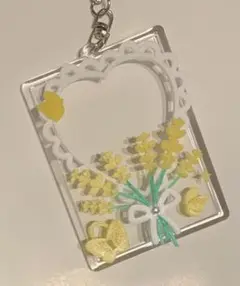 レジントレカケース トレカケースキーホルダー ミモザ 金木犀