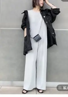【美品】chaos　オールインワン　ショートパンツ　リネン　ブラック chaos☆カオス☆大人のコンビネゾン☆オールインワン☆ショート