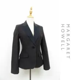P028/ MARGARET HOWELL デニムジャケット ラペル切替 2 黒
