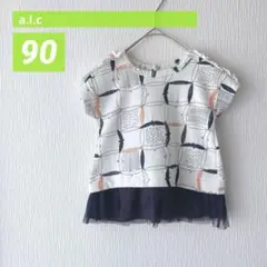 美品 a.l.c 半袖カットソー 90 裾フリル 鳥 春夏ベビーコーデ 北欧風