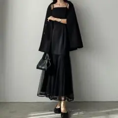 Louere　裾シアーチュールマーメイドキャミワンピース