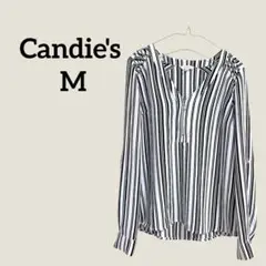 Candie's M 白黒ストライプ長袖シャツ