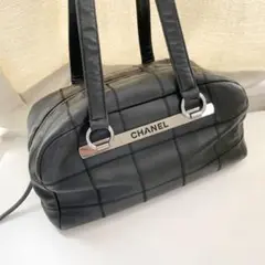 正規品 CHANEL チョコバー ミニボストン ブラック