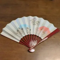 花柄青赤グラデーション扇子 15cm