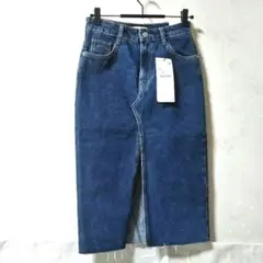 新品 ZARA デニムスカート タイトスカート スリット入り USA XS