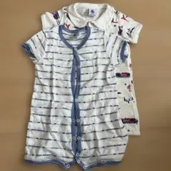 【値下げ】プチバトー　プリントロンパース　2着