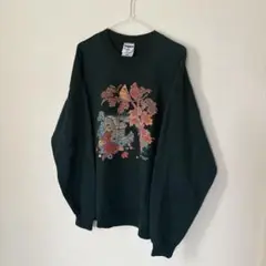 古着　Jerzees XL トレーナー　スウェット 花と鳥　90年代　 usa