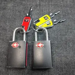 ☆タビトモ・TSA南京錠 5 cm ブラック×イエロー、レッドの2個セット☆