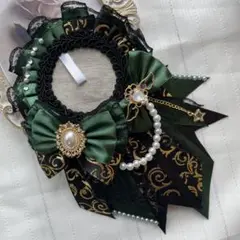 【 No.15 緑 × 黒 】色違い◎ 痛ロゼット ハンドメイド