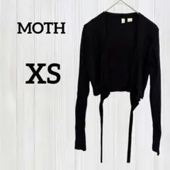 値下げ歓迎★MOTH ブラック カーディガン【XS】リブ編み ショート丈 古着