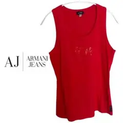 ARMANI JEANSコットン100% タンクトップ ノースリーブ シンプルM