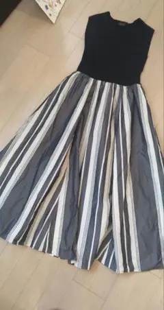 値下げBARNEYSNEWYORKリブ＊ノースリーブドッキングロングワンピース