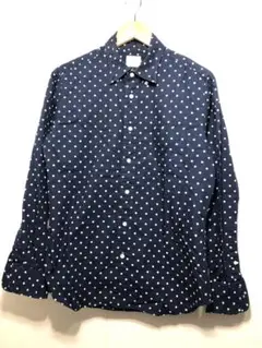 107080 BEAUTY&YOUTH 長袖 トッド シャツ L ネイビー 水玉