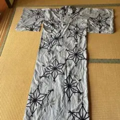 麻の葉柄模様 浴衣 グレー ネイビー