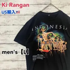 ●T459【US輸入】Ki Rangan Tシャツ ブラック系 men's【L】