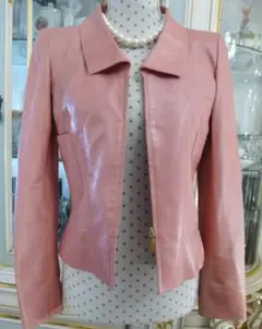 ◇【シャネル】PINK系レザーCOCOボタン4つZIPジャケット01S#36◇