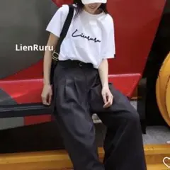 新品★ しまむら　Lienruru 2タックワイドパンツ ブラックM