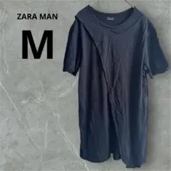ZARA MAN ブラック 半袖Tシャツ M ダメージ 変形シャツ ゆるかじ