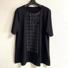 ファイブフォックス／Gabardine K.T フリル付き黒半袖トップス