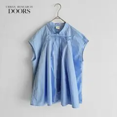 美品　アーバンリサーチ ストライプリボンフレアフレンチ スリーブ ブラウス