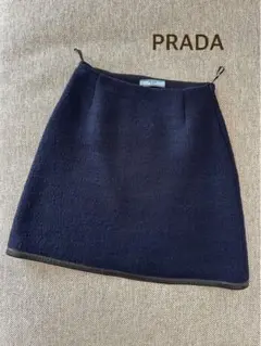 PRADA プラダ ウール 台形型スカート ネイビー 40