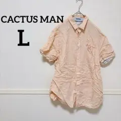 ⭐️一点物⭐️CACTUS MAN 【L】スリムフィット 半袖シャツ オレンジ 襟付