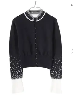Crane Pattern Jacquard Knitted Cardigan