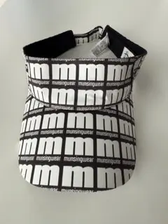 Munsingwear マンシングウェア ロゴ総柄 サンバイザー 黒×白