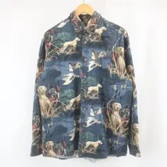 美品 NORTH RIVER ドッグ ダック 総柄 ボタンダウン シャツ M